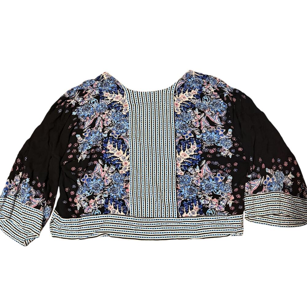 Free People Boho Floral Mixed Print Crop Top Blouse Size M - Picture 4 of 9